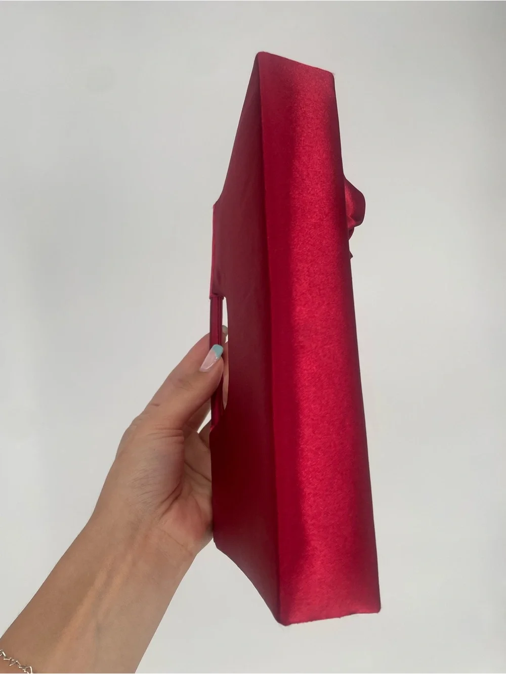 Y2K Red Satin Rosette Small Evening Bag Clutch Snap Close Formal Handbag